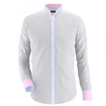 Envogue Apparel Light Grey Casual Shirt With Pink Cuffs